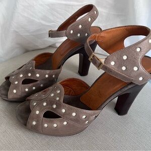 Chie Mihara Tomei Cruz Polka Dot Leather Sandals in size EU 40, size 10